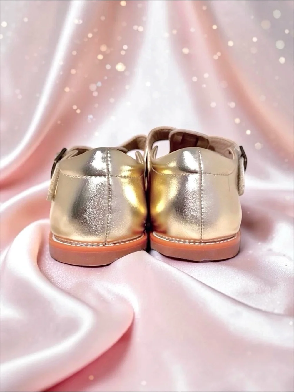 NWOT Felix & Flora Gold T‑Bar Mary Jane Flats ✨ Girls 13 Special Occasion